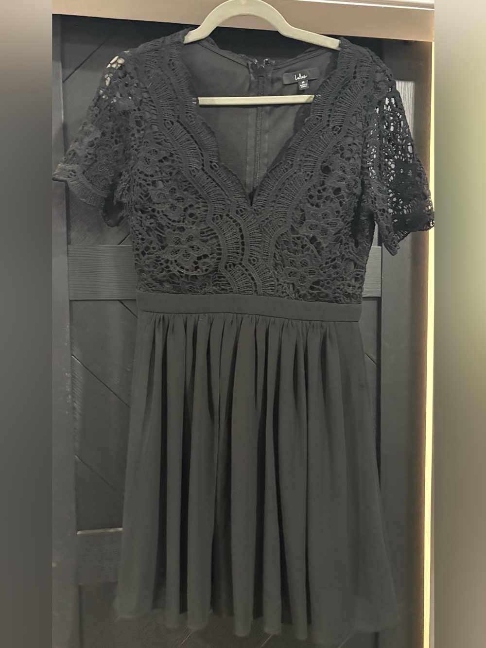 Lulu's Black Lace Fit & Flare Dress- Size Medium